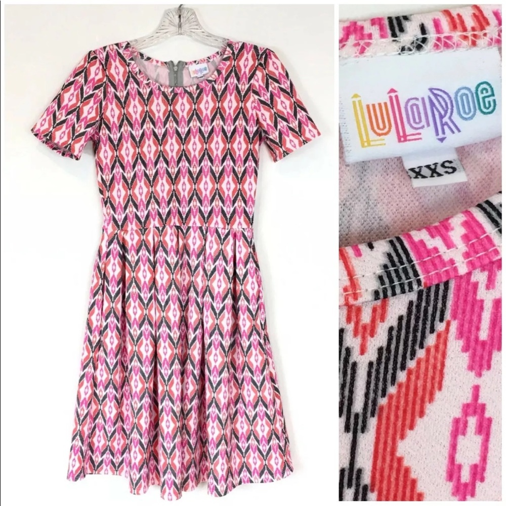 Lularoe | Amelia dress XXS tribal pink orange